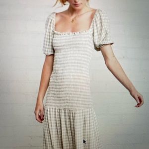 Rachel Pally  Ivory and Tan Linen Briar dress. Size L.